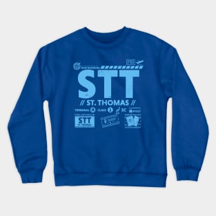 Vintage St. Thomas STT Airport Code Travel Day Retro Travel Tag USVI Crewneck Sweatshirt